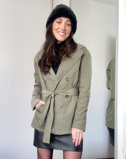 Trench Coat Feminino Casual Helena Verde Oliva