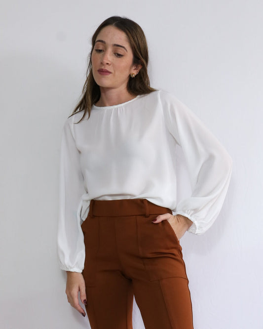 Blusa ML Bufante Cecília Off White