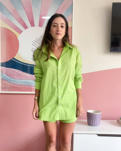 Camisa Manga Longa Tricoline Verde Siciliano