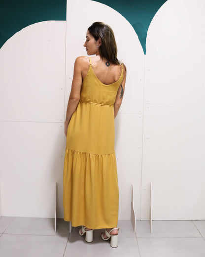 Vestido Midi Marcela Amarelo Queimado