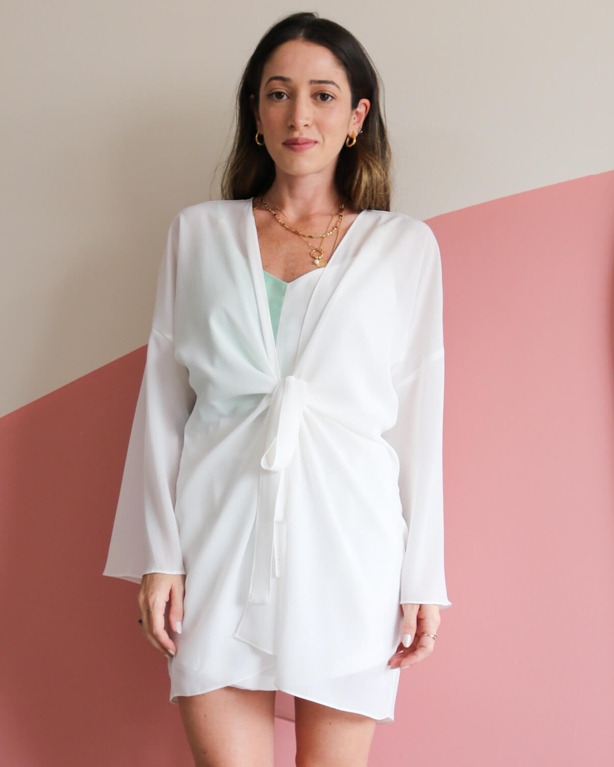 Quimono Texturizado com Amarração Jane Off White