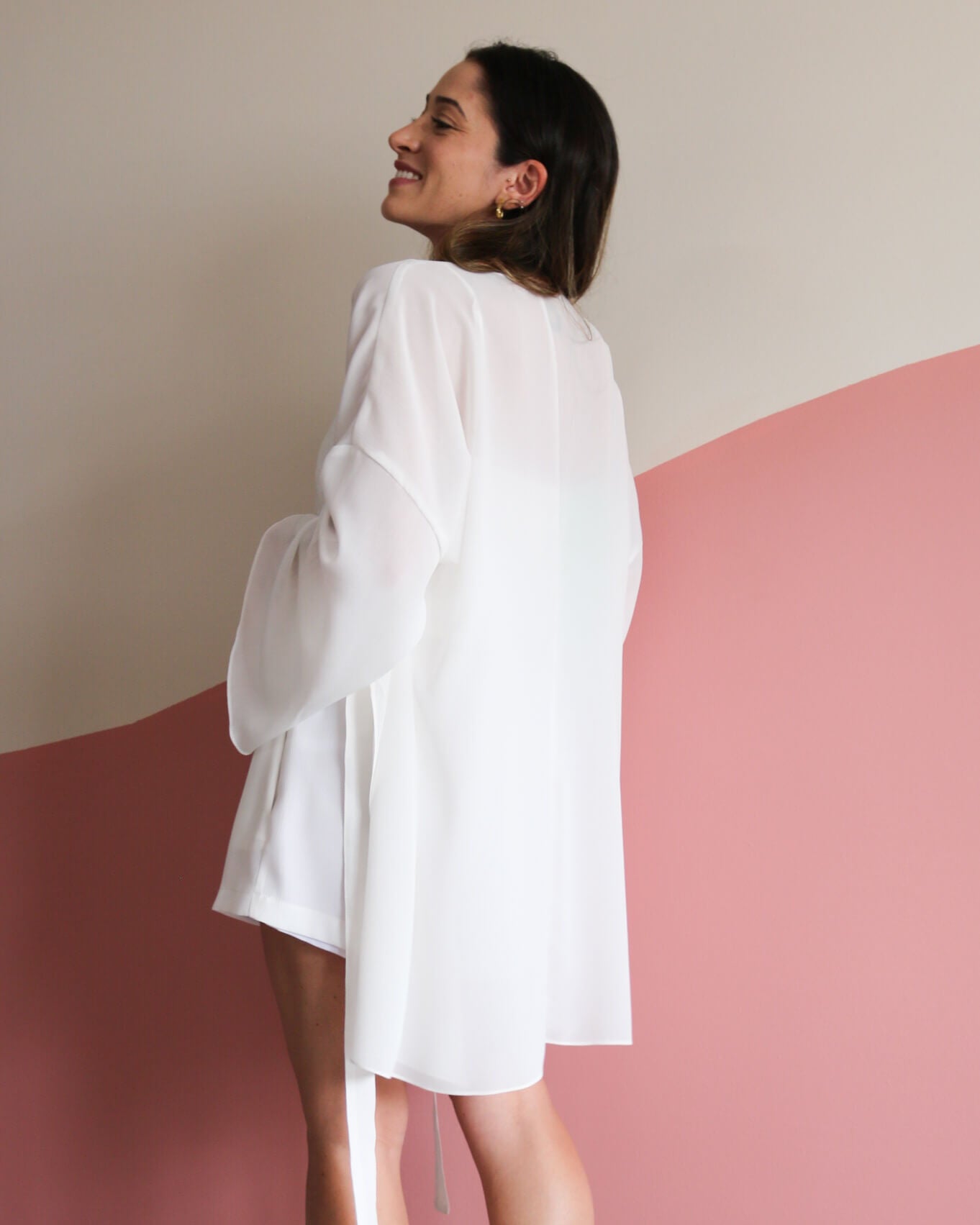 Quimono Texturizado com Amarração Jane Off White