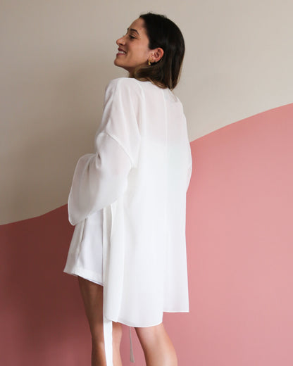 Quimono Texturizado com Amarração Jane Off White