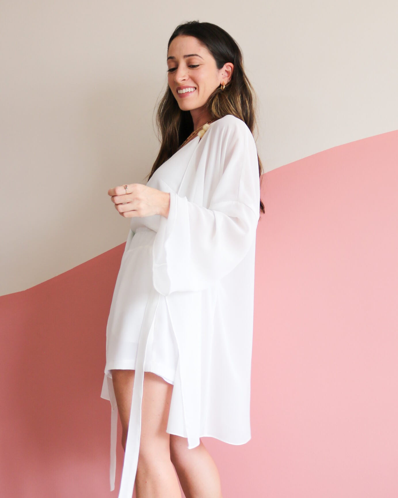 Quimono Texturizado com Amarração Jane Off White