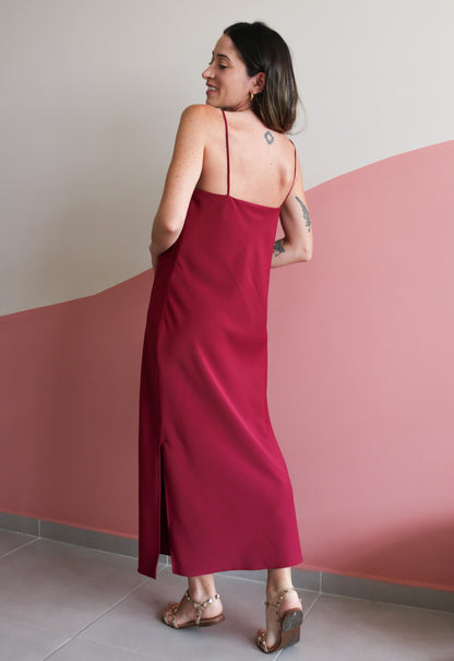 Vestido Midi Degagê Kate Bordô