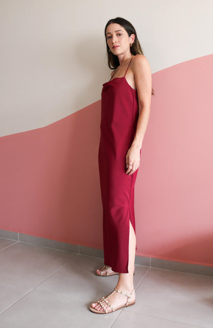 Vestido Midi Degagê Kate Bordô