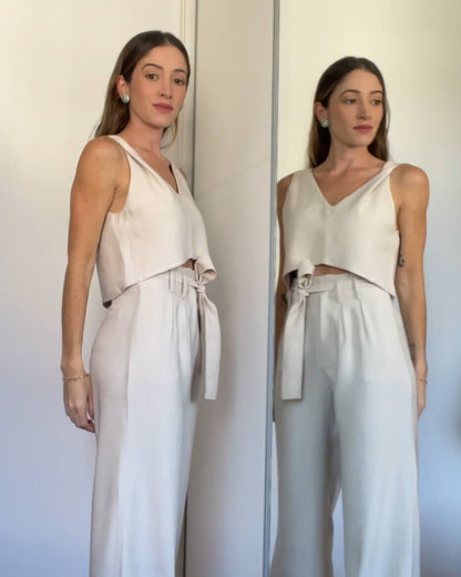 Blusa alça torcida Catarina Bege Andiroba