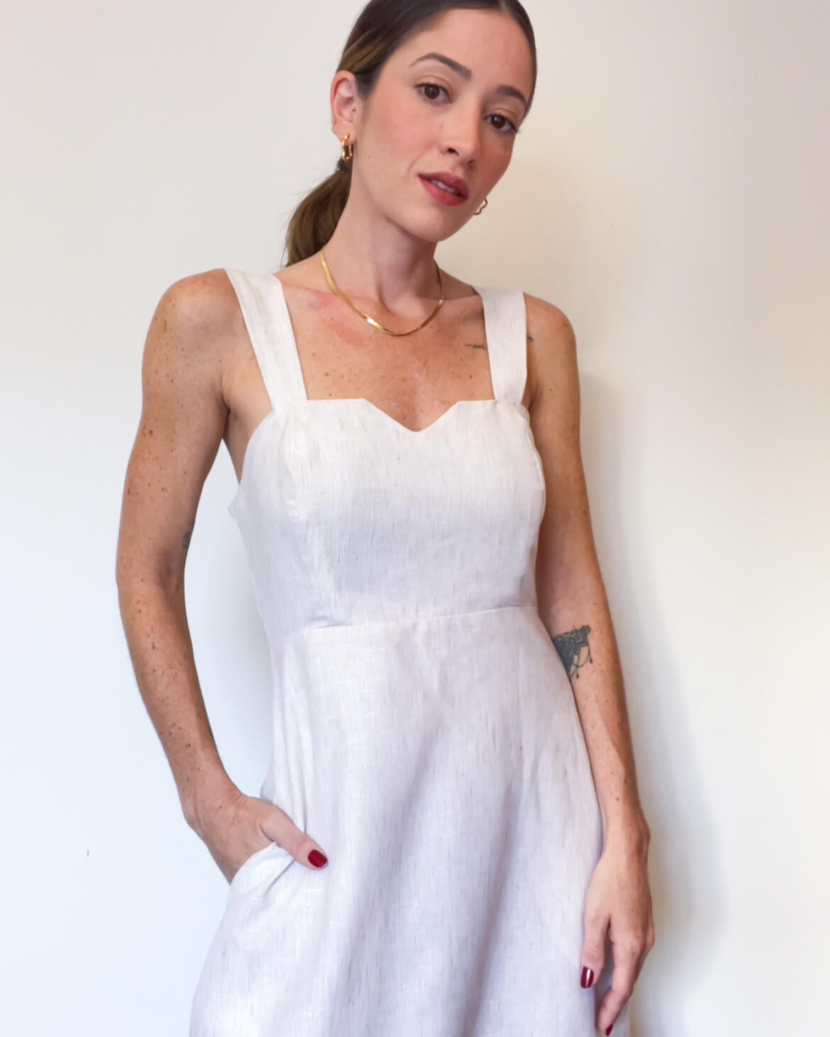 Vestido Longo Alças Listras Santorini Natural