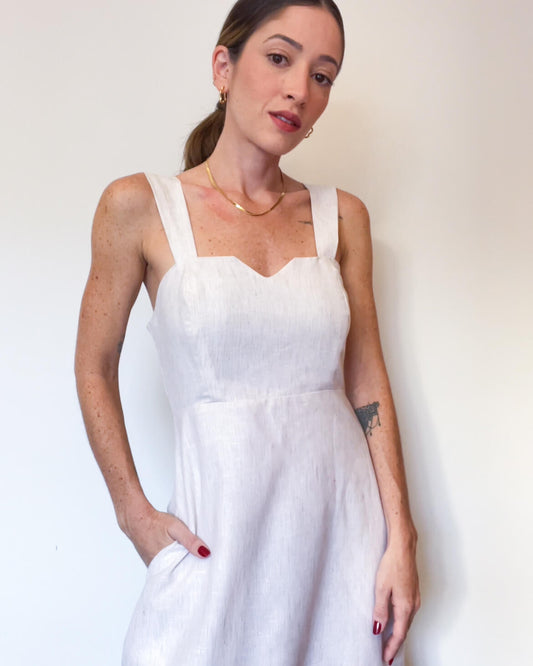 Vestido Longo Alças Listras Santorini Natural