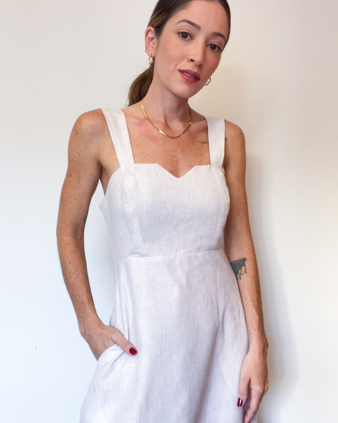 Vestido Longo Alças Listras Santorini Natural