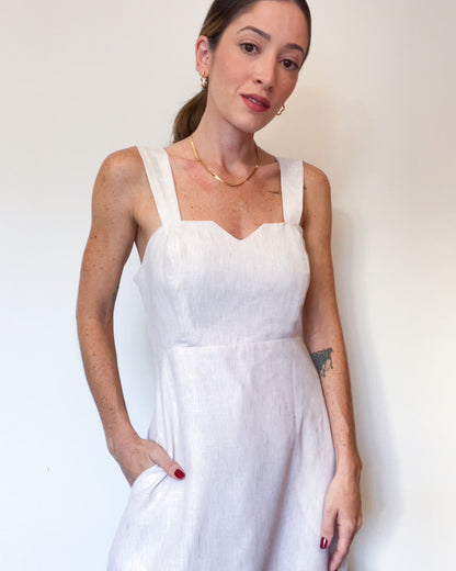 Vestido Longo Alças Listras Santorini Natural